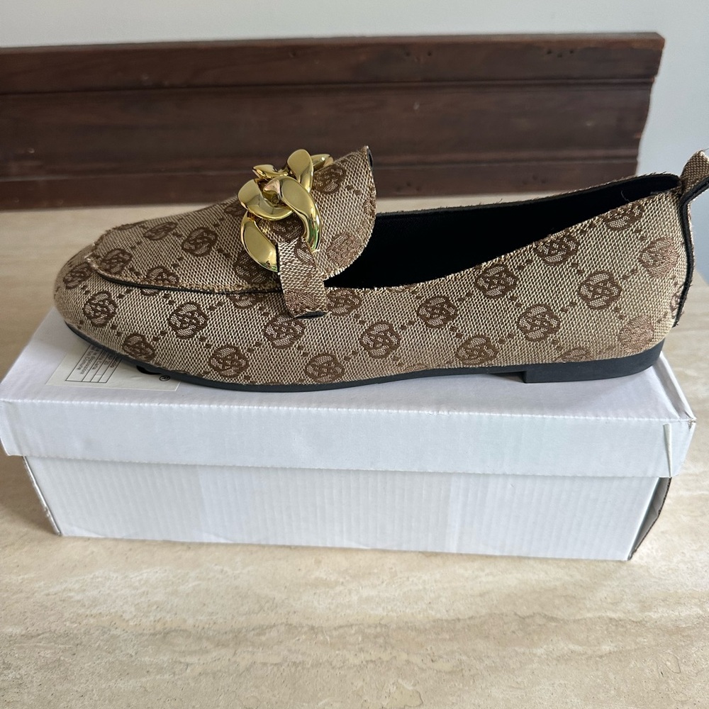 Brown Loafers with Gold Accent